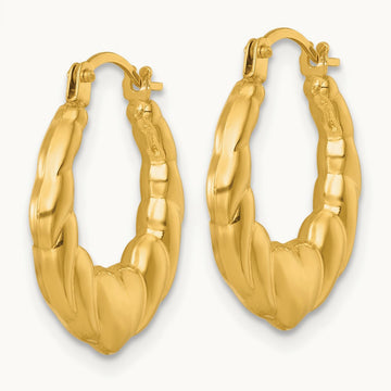 Polished Hearts Hoop Earrings, 14K