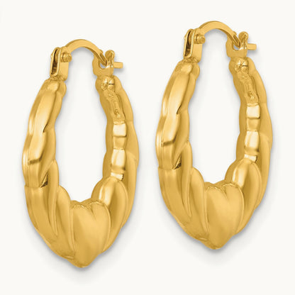 Polished Hearts Hoop Earrings, 14K
