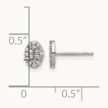 Diamond Cluster Oval Earrings, 14K White Gold