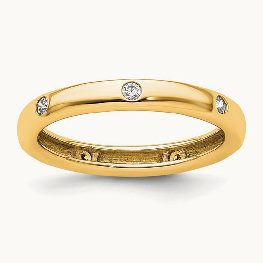 Polished Bezel Set Diamond Eternity Band, 0.10 ct tw, 14K Gold — 14K Yellow Gold