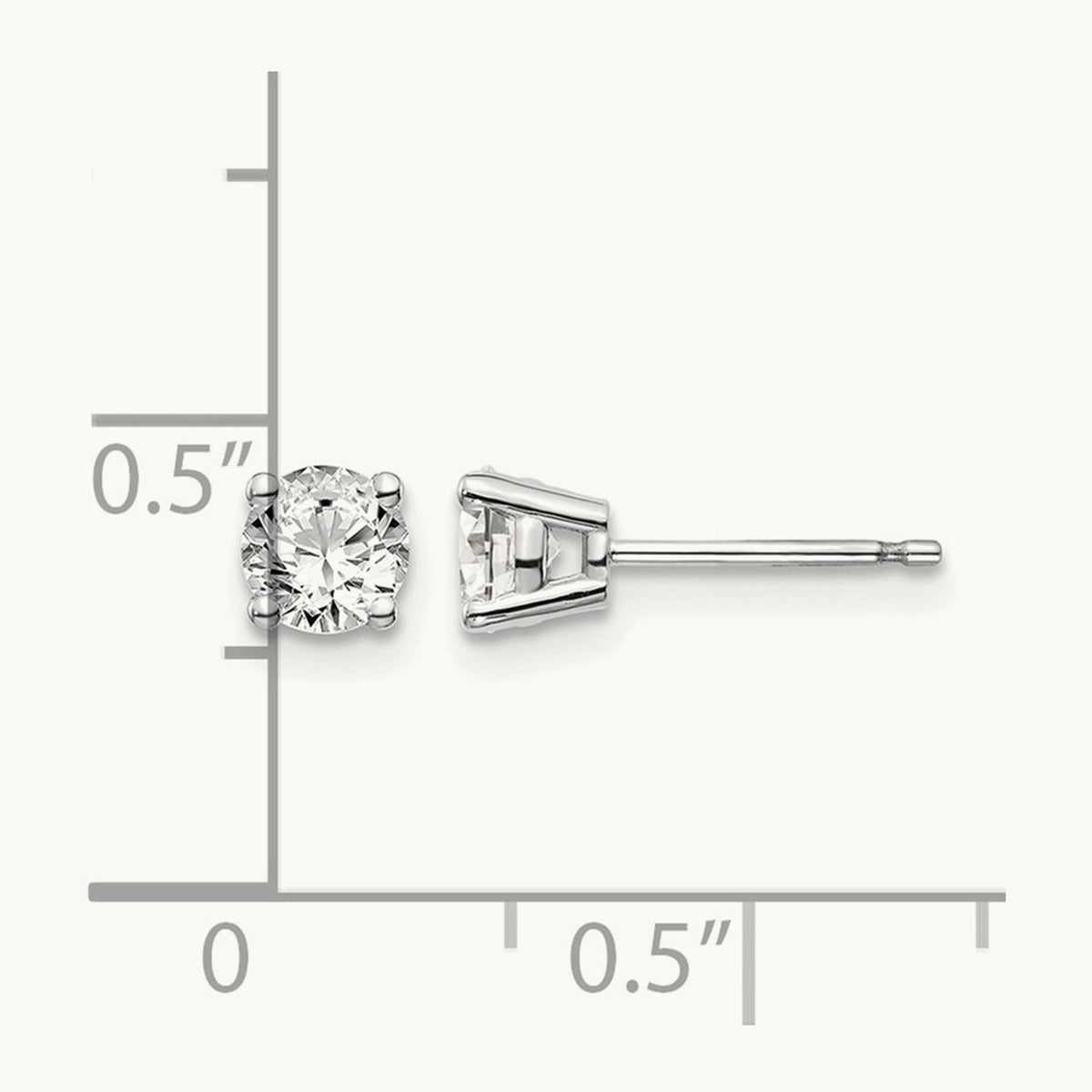 Round Diamond Stud Earrings — 14K White Gold, 0.70 ct tw, I1 J-K · push back