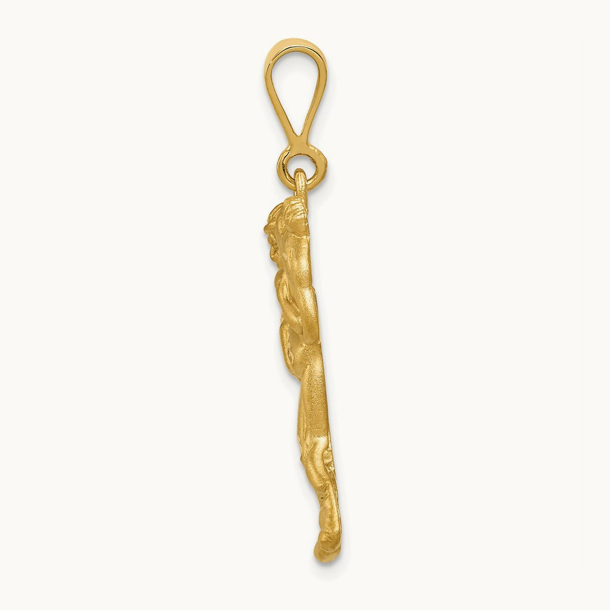 Satin and Diamond-cut Wrestlers Charm, 14K