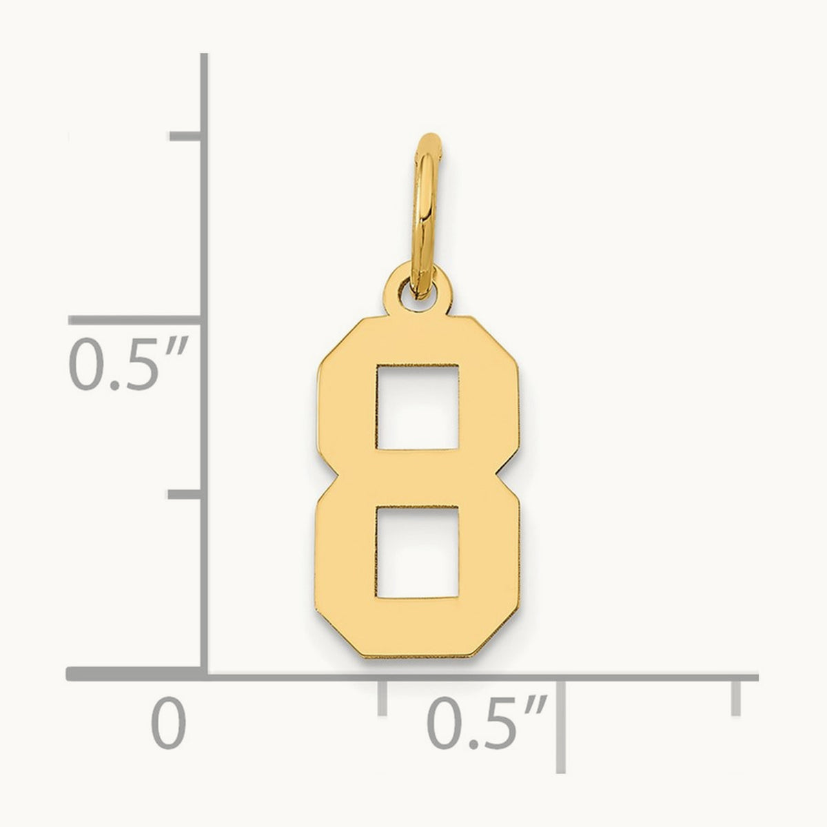 Small Polished Number 8 Charm — 14K Yellow Gold