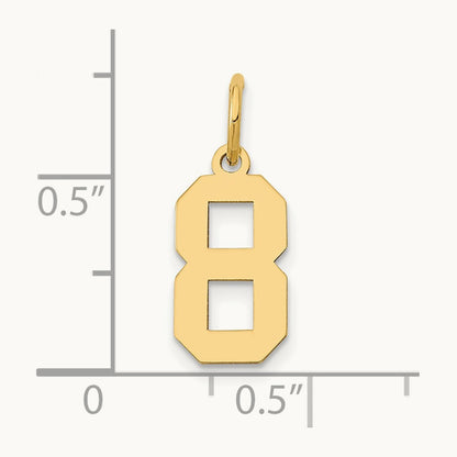 Small Polished Number 8 Charm — 14K Yellow Gold