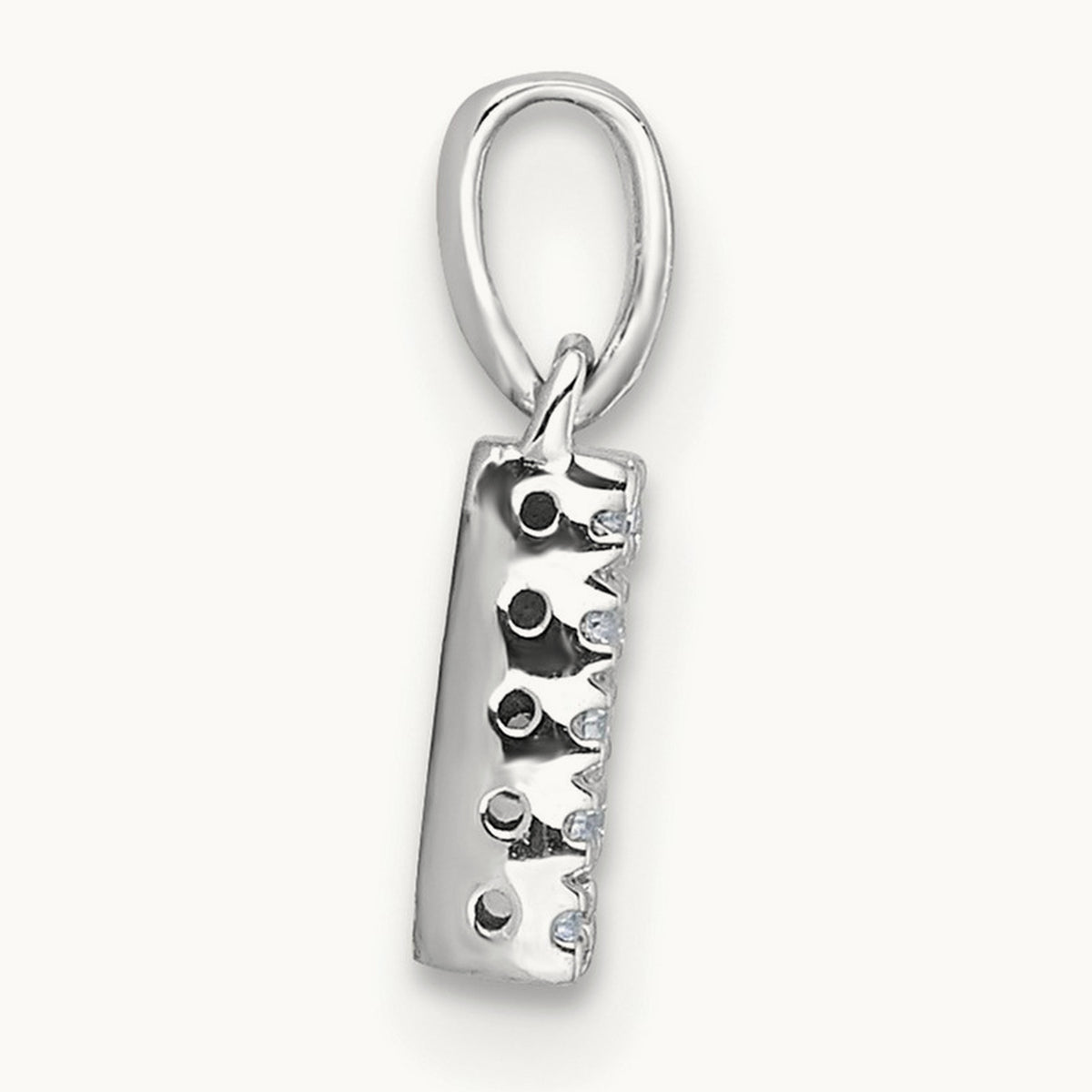 Diamond Initial with Bail Pendant — 14K White Gold, N