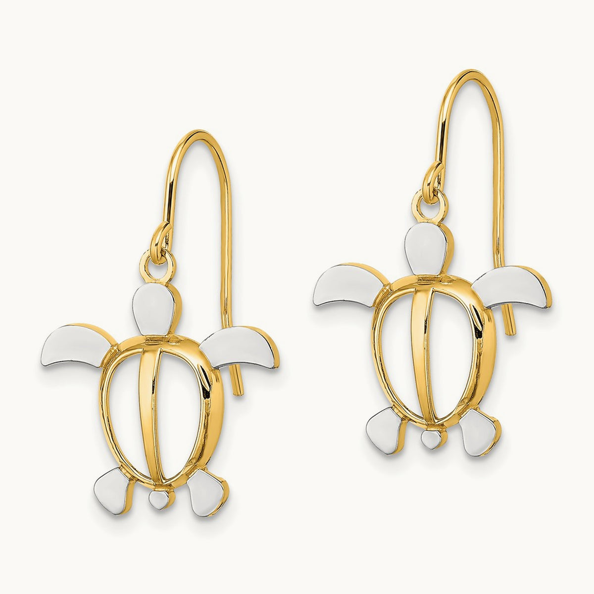 Sea Turtle Dangle Earrings with rhodium — 25.8mm