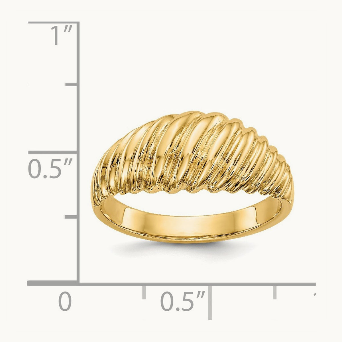 Polished Scalloped Dome Ring, 14K