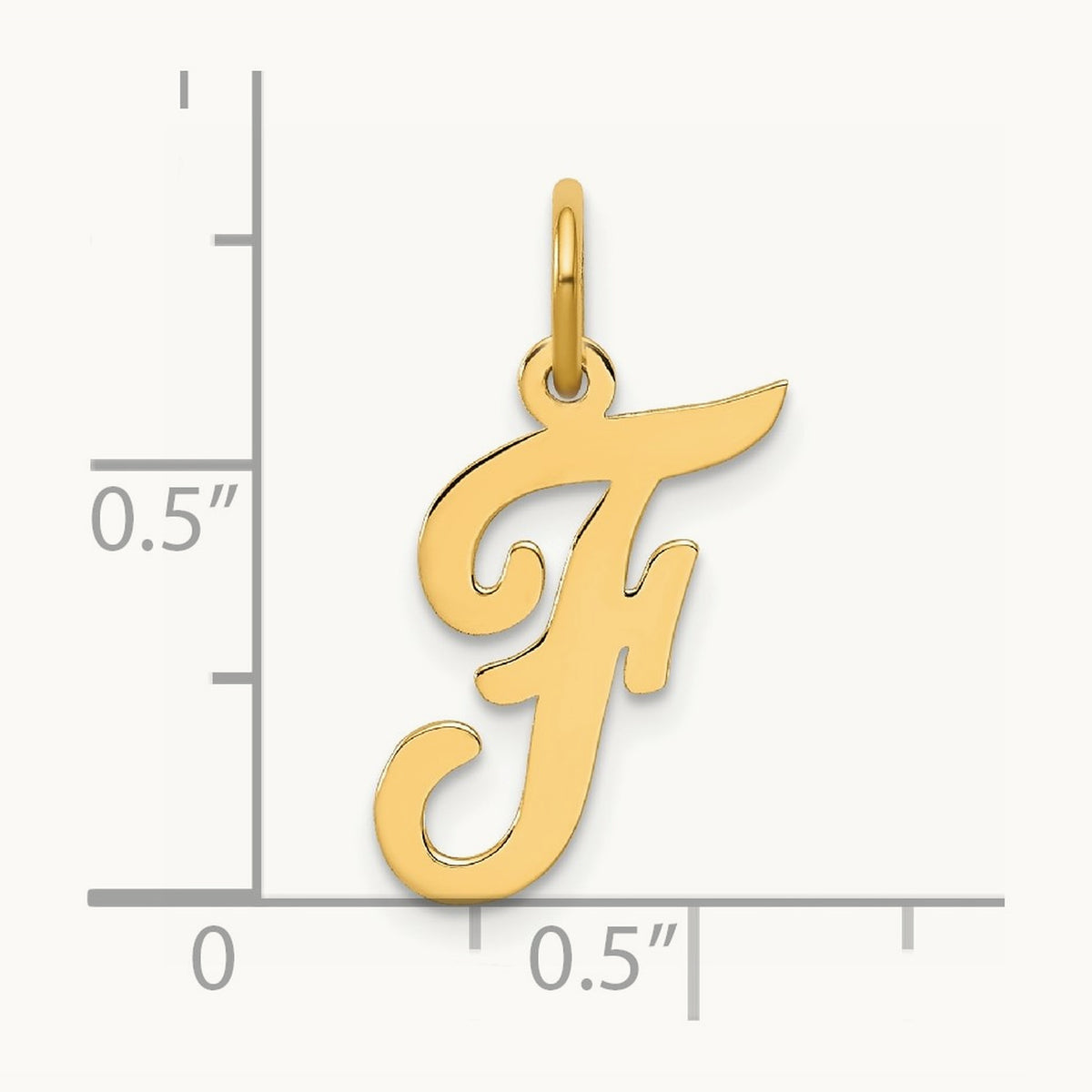 Medium Script Initial Charm — 14K Yellow Gold, F