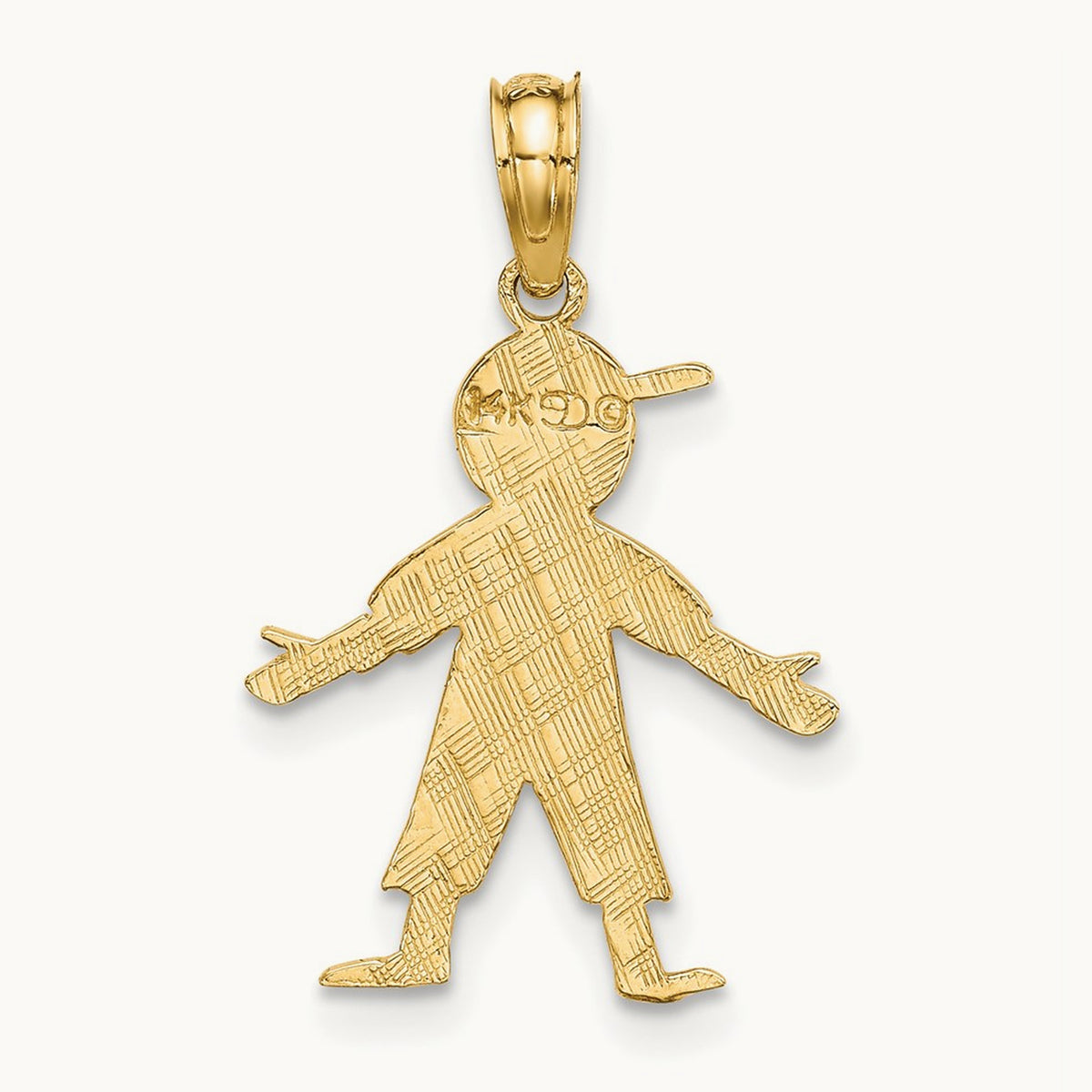 Boy w/ Baseball Cap Charm, 14K