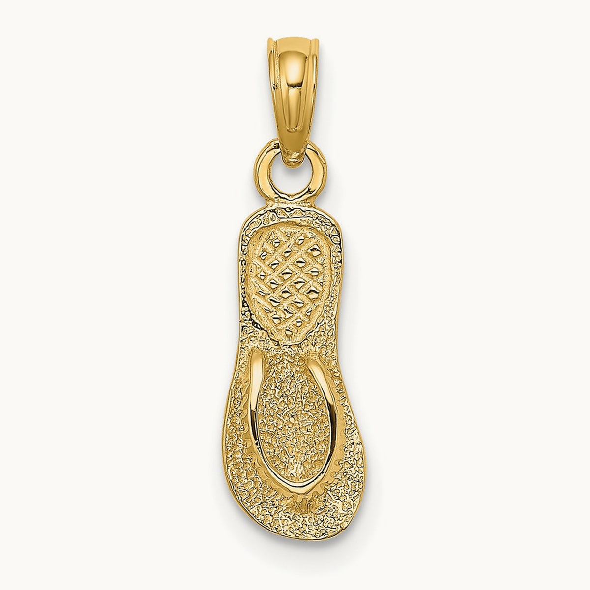Textured Straps Single Flip-Flop Charm, 14K