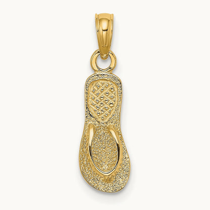 Textured Straps Single Flip-Flop Charm, 14K