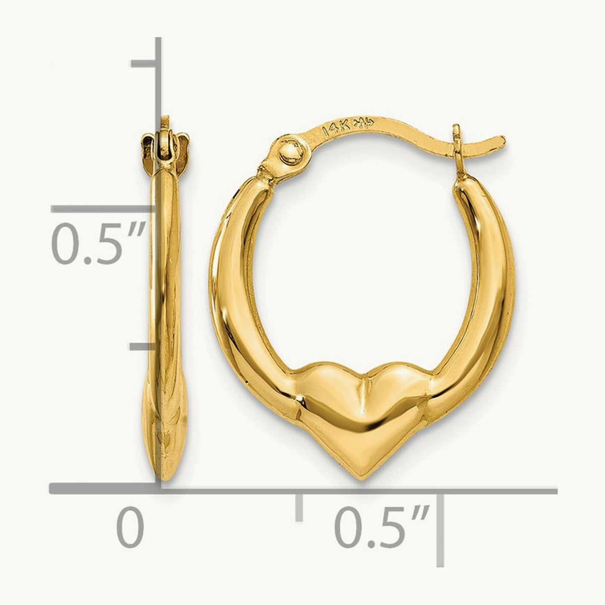 Heart Hoop Earrings — 14K Yellow Gold