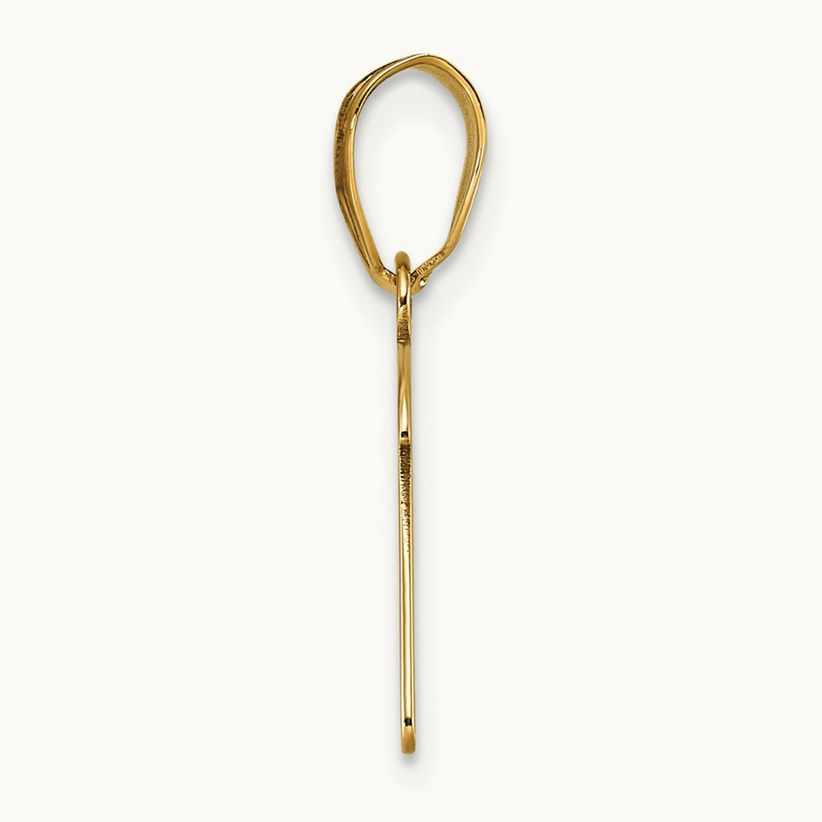 Polished Script Initial Pendant — 14K Yellow Gold, D