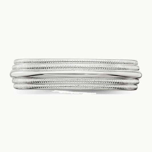 Sterling Silver 5mm Comfort Fit Double Milgrain Band