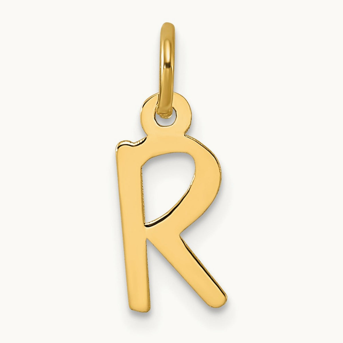 Small Slanted Block Initial Charm — 14K Yellow Gold, R