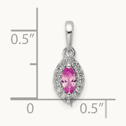 Created Sapphire Oct Birthstone Pendant, 0.10 ct tw Lab-Grown Diamond