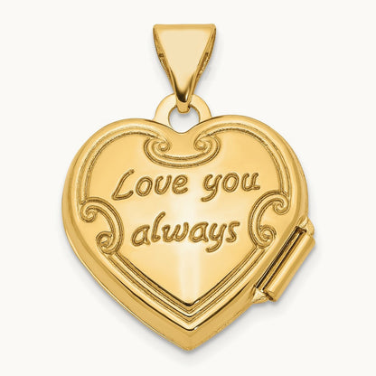 Reversible Floral Love You Always Heart Locket, 14K
