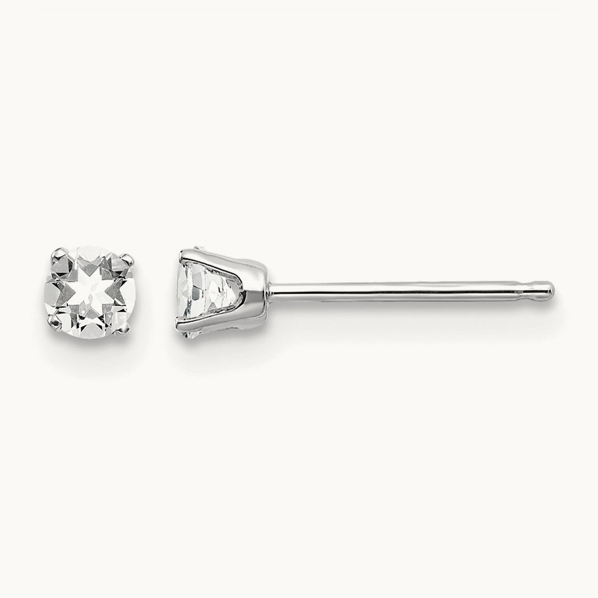 White Topaz Stud Earrings — 3mm