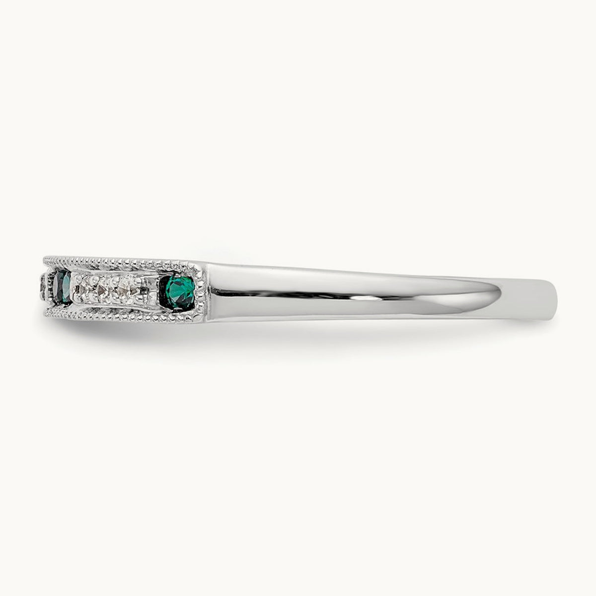 Diamond w/Emerald Band, 14K White Gold