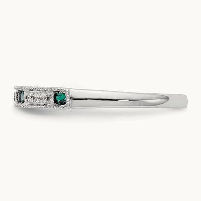 Diamond w/Emerald Band, 14K White Gold