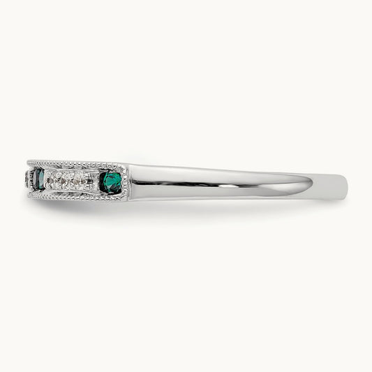 Diamond w/Emerald Band, 14K White Gold