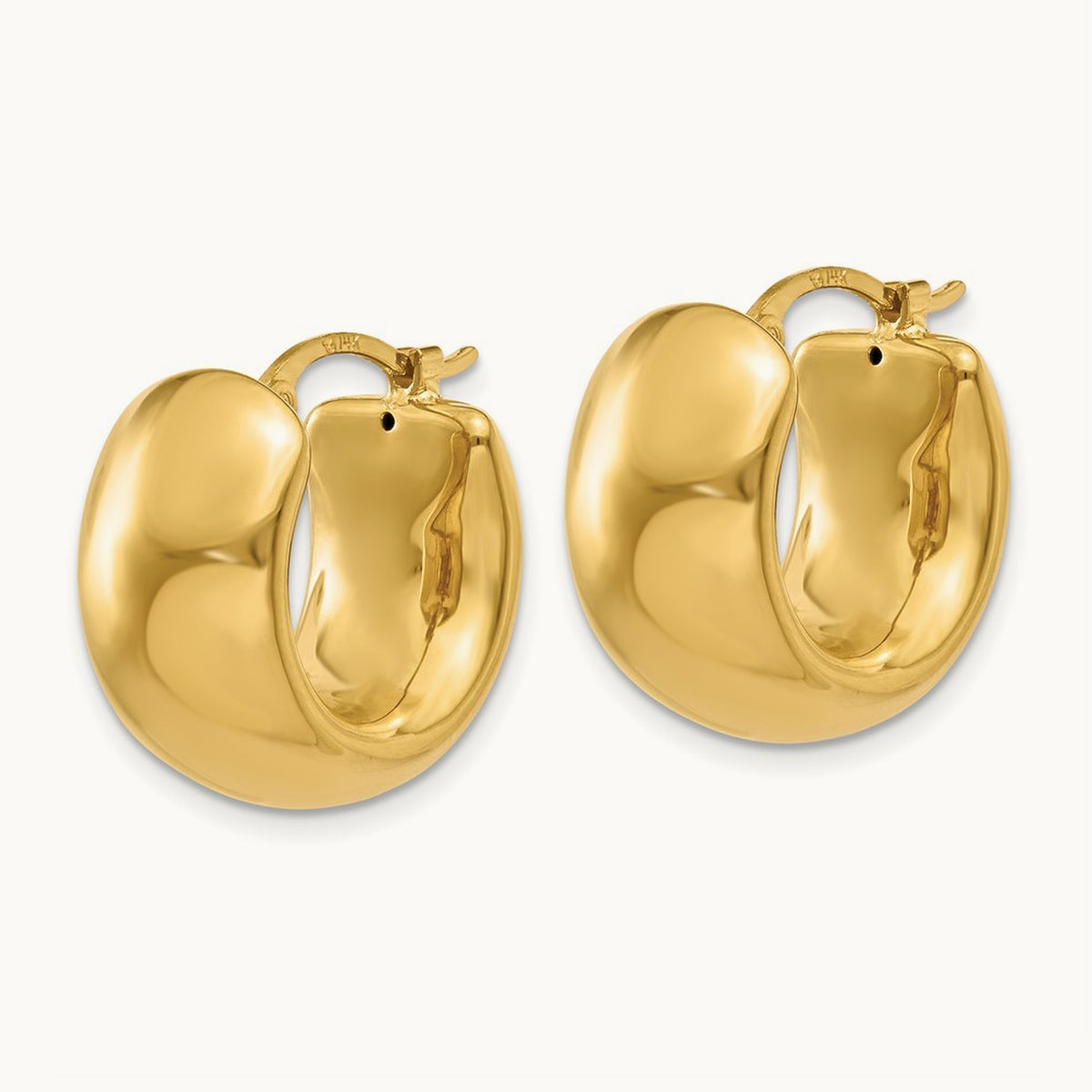 Wide Puffed Hoop Earrings, 14K