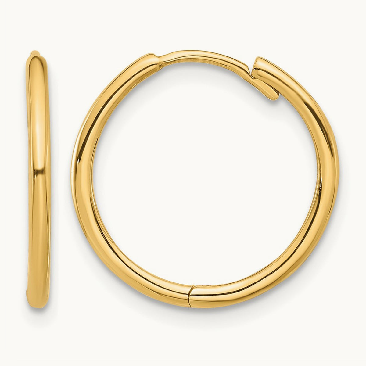 Polished Hinged Hoop Earrings — 14K Yellow Gold