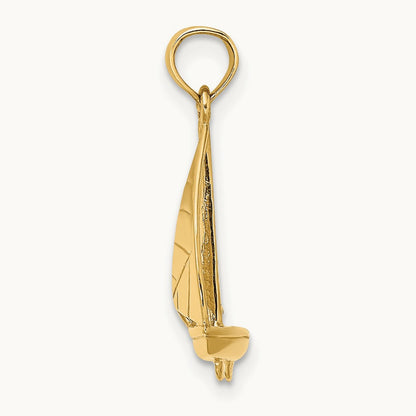 3-D Polished Sailboat Charm — 14K Yellow Gold, 21.5mm