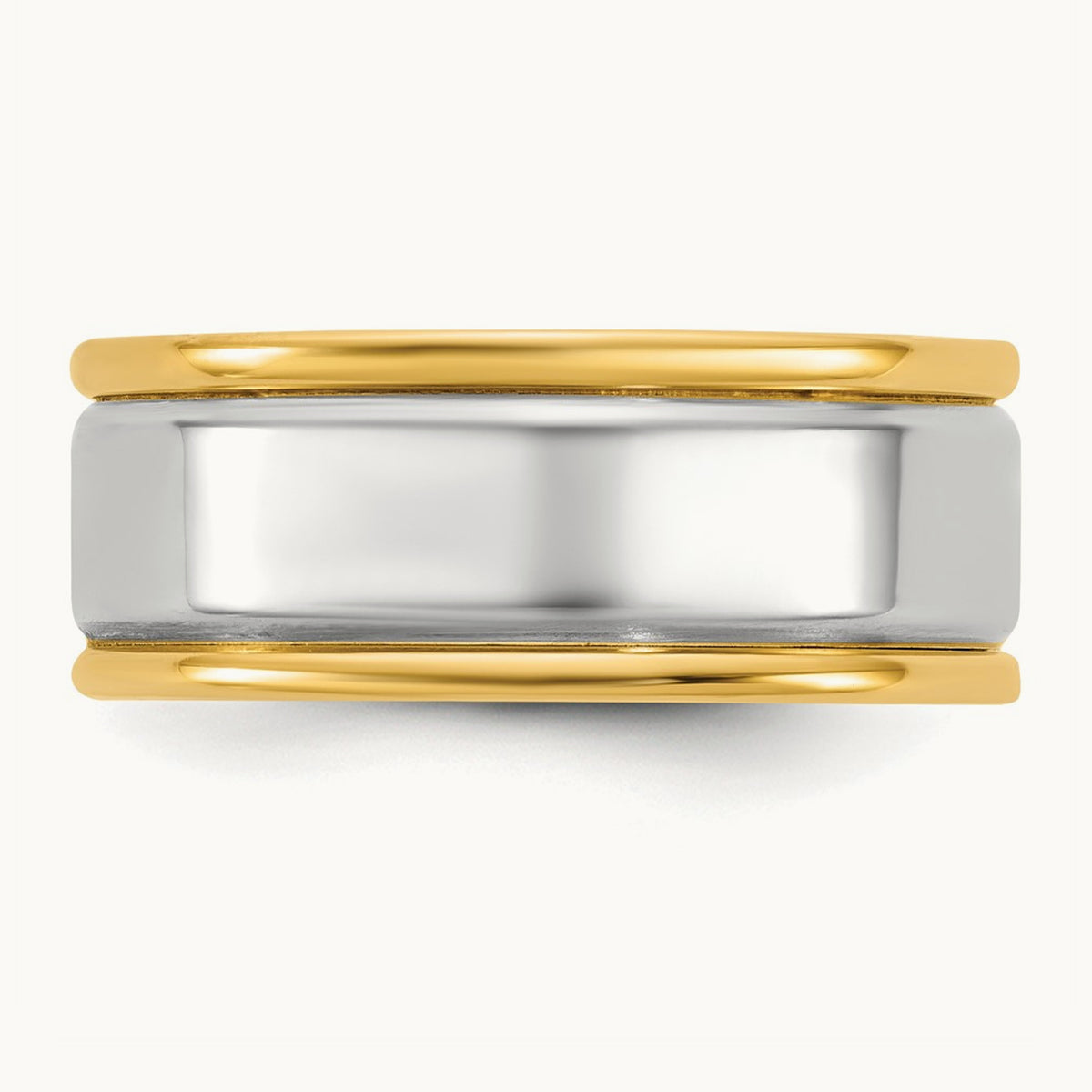 Y/W Step Up Beveled Wedding Band, 7mm, 14K Two-tone