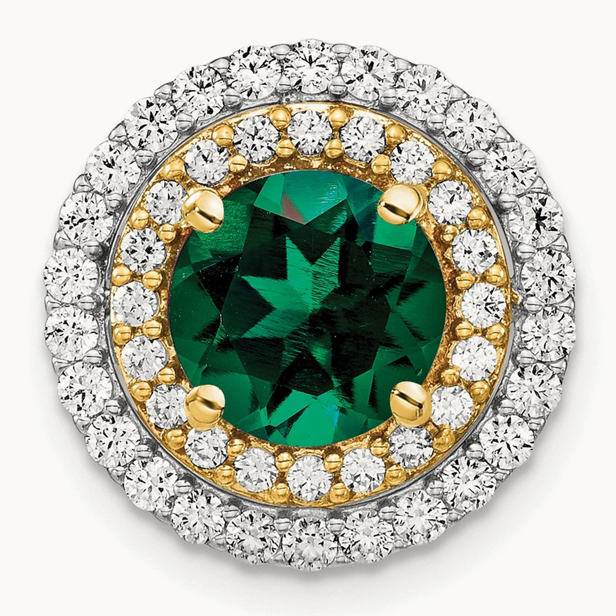 Created Emerald Chain Slide, 0.50 ct tw Lab-Grown Diamond