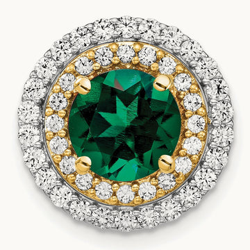 Created Emerald Chain Slide, 0.50 ct tw Lab-Grown Diamond