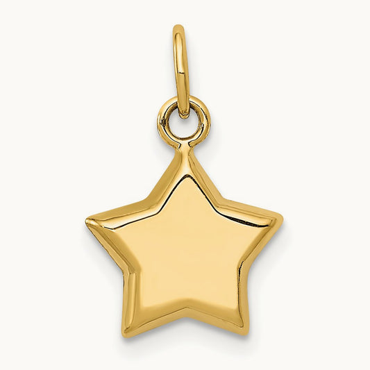 3-D Puffed Star Charm, 14K
