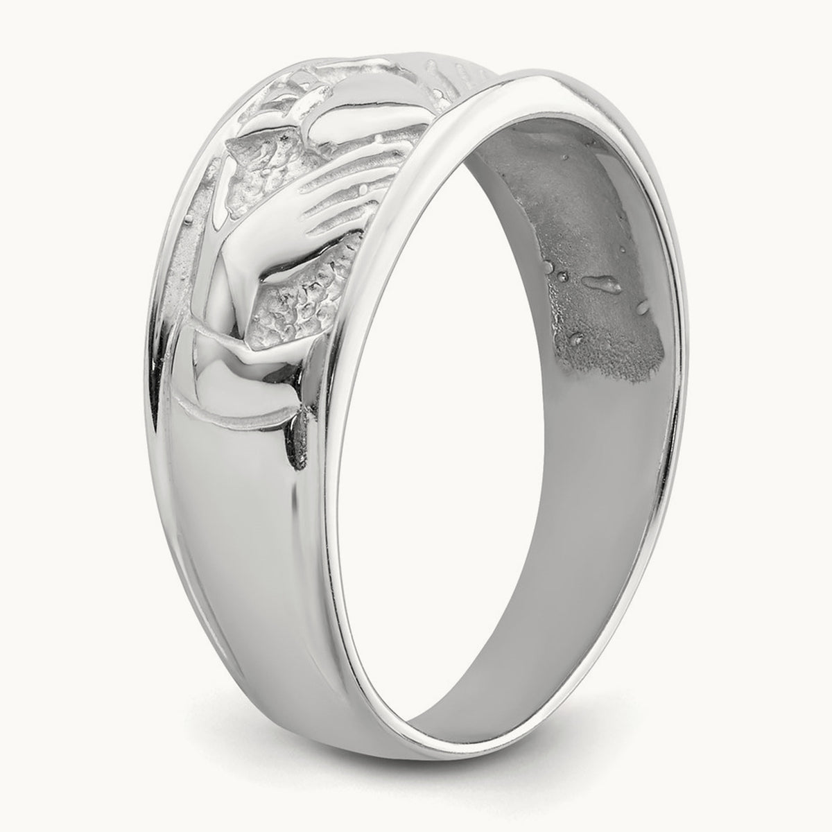 Women's Claddagh Band — 14K White Gold