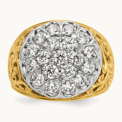 IBGoodman Men's Polished 2ctw Dia Kentucky Cluster Ring, 14K Two-tone