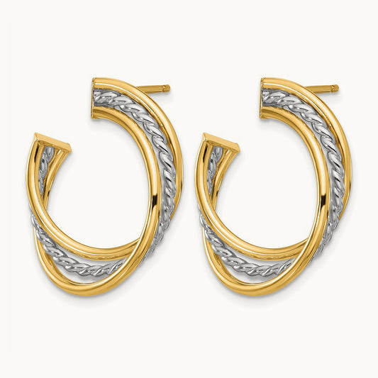 w/White Rhodium Polished and Post Earrings, 14K — Leslie's