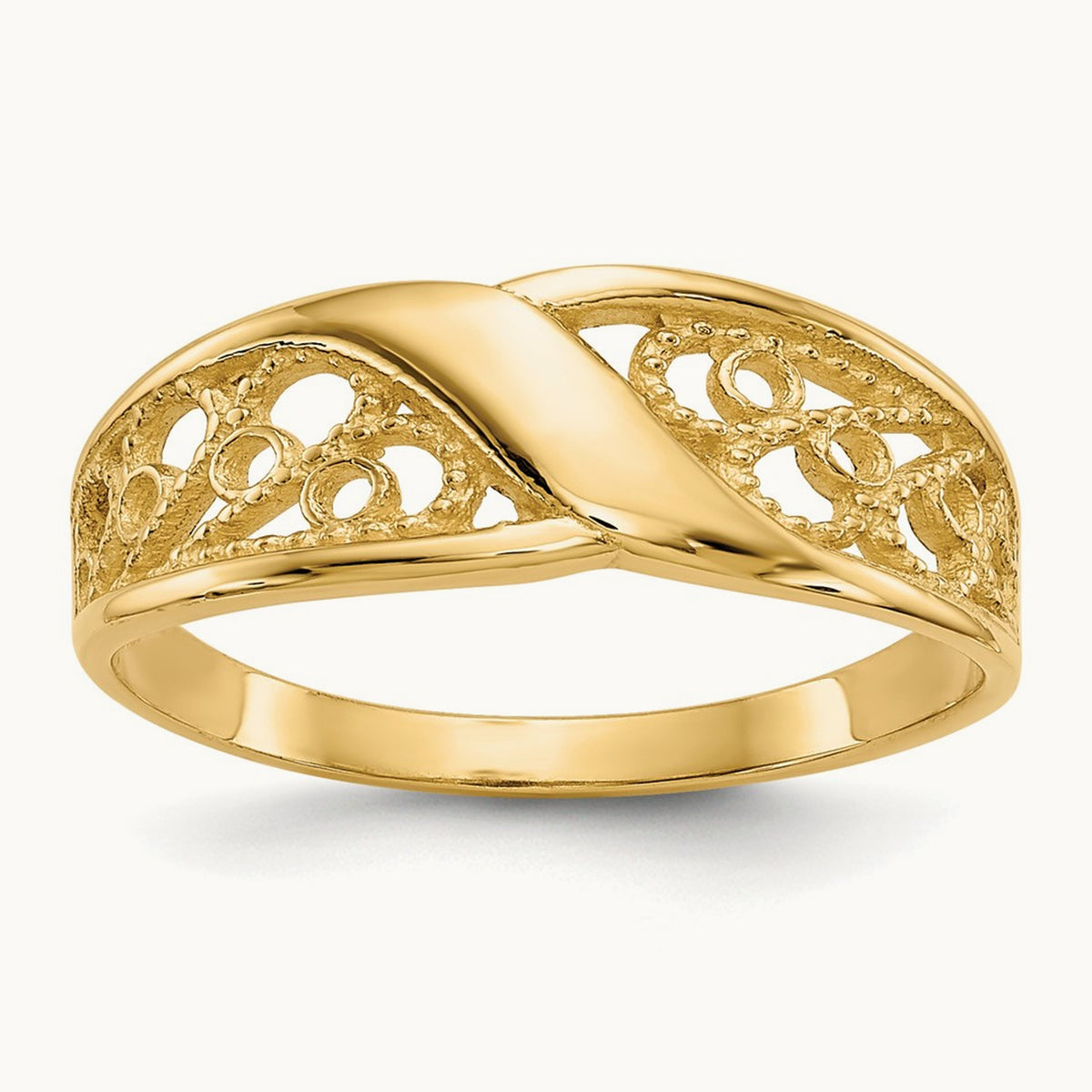 Polished Filigree Ring, 14K