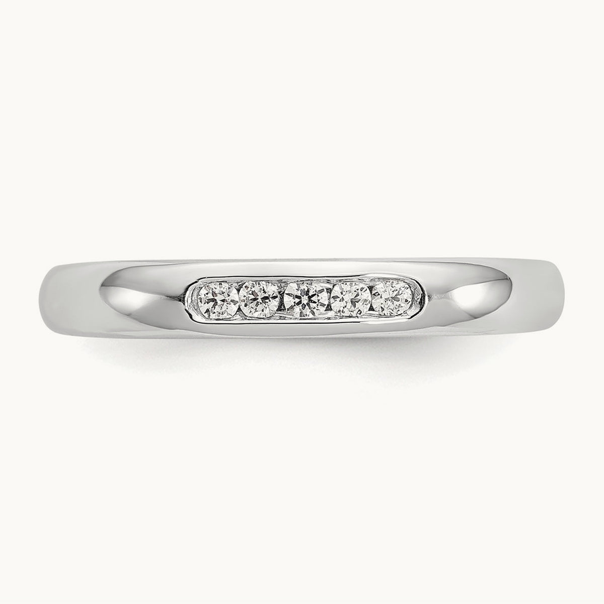 5-Stone Diamond Channel Band, 14K White Gold