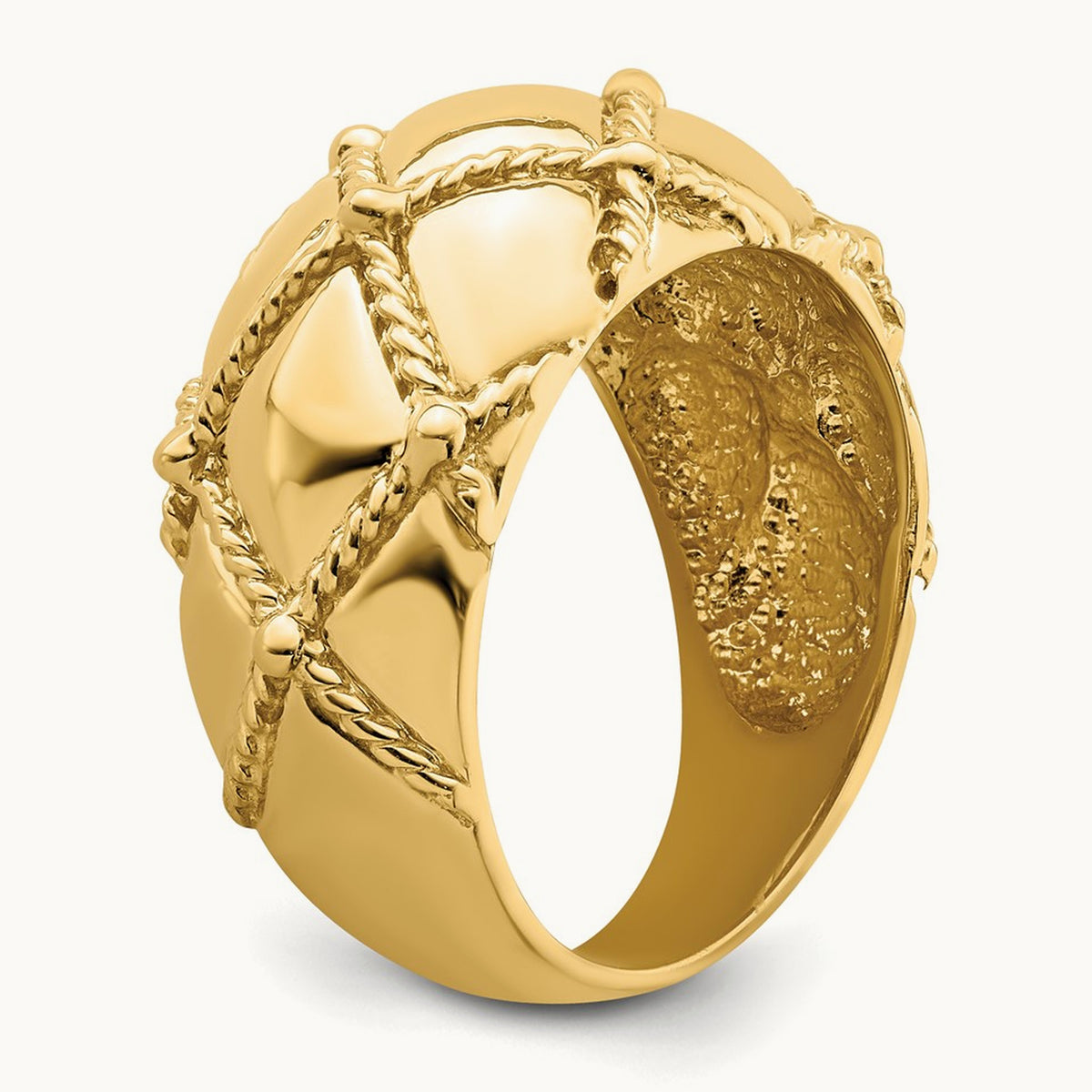 Quilted Rope Solid Dome Ring, 14K
