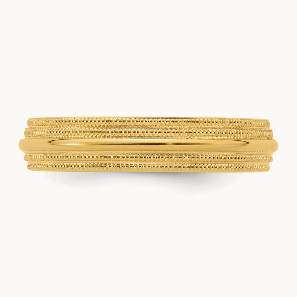 Double Milgrain Comfort Fit Band — 14K Yellow Gold, 5mm