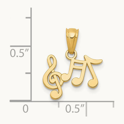 Polished Music Notes Pendant — 14.6mm