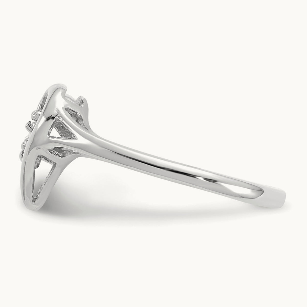 Polished AA Diamond Heart Ring, 14K White Gold