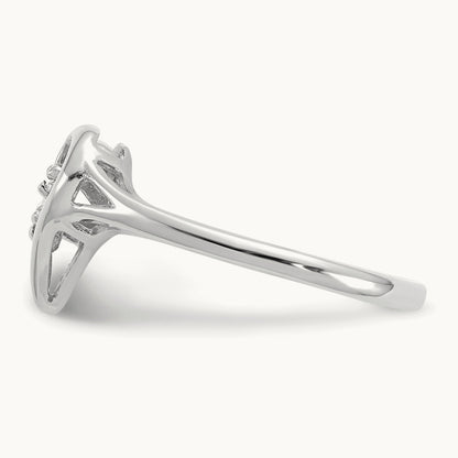 Polished AA Diamond Heart Ring, 14K White Gold