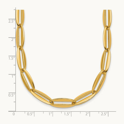 Polished Long Oval Link Necklace, 7mm, 14K