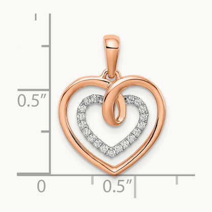 Heart Diamond Pendant, 14K Two-tone White with Rose