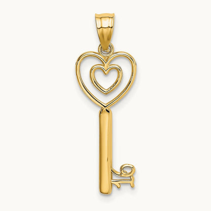Key w/Heart Sweet 16 Pendant, 14K