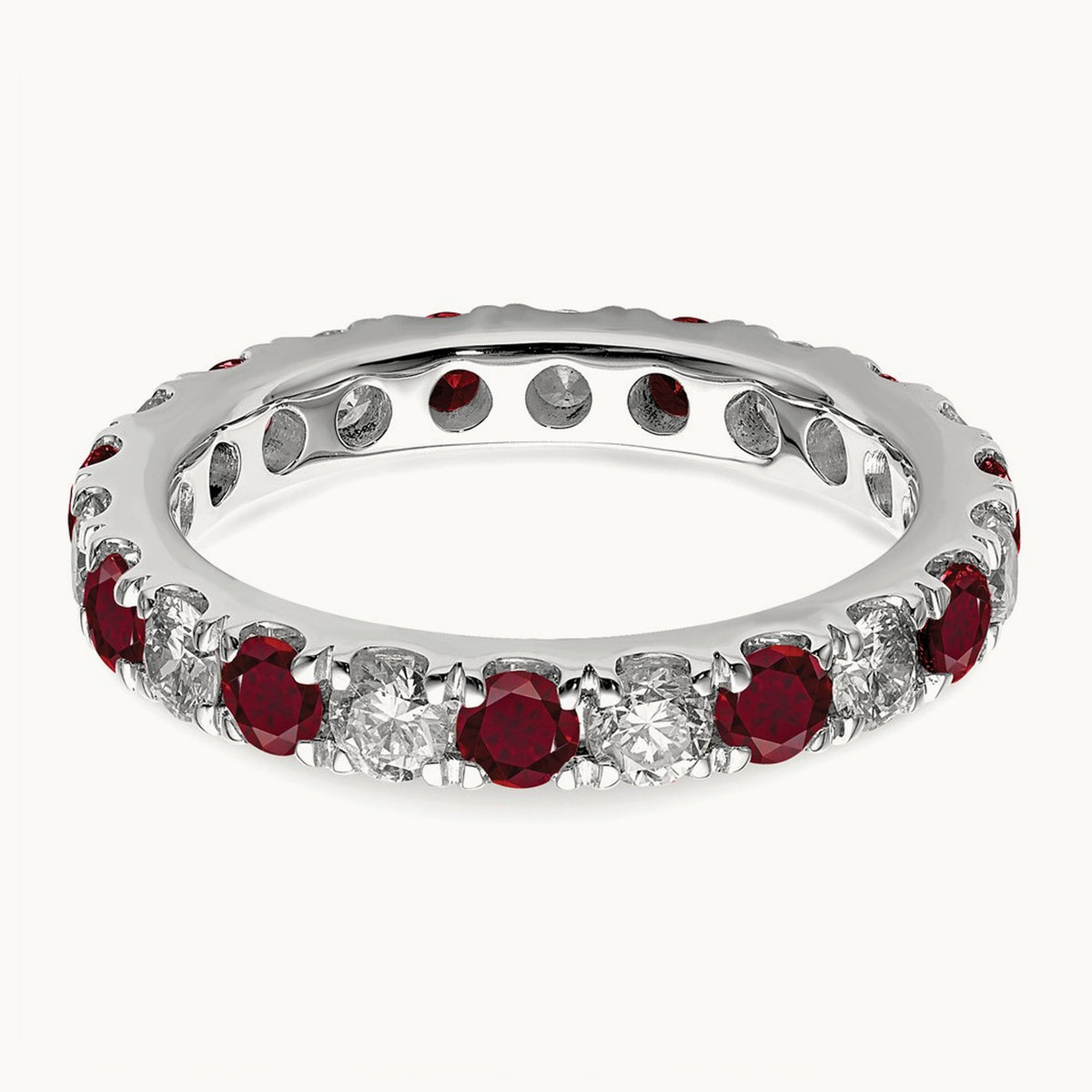 Created Ruby Eternity Band — 14K White Gold, 3.25 mm