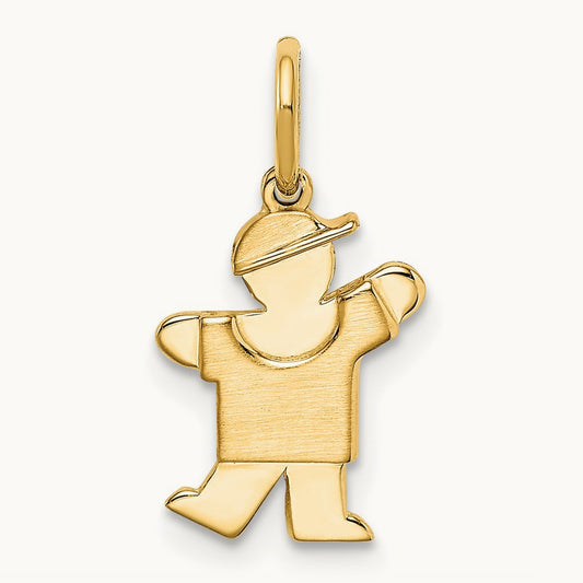 Mini Boy Kiss Charm — 14K Yellow Gold