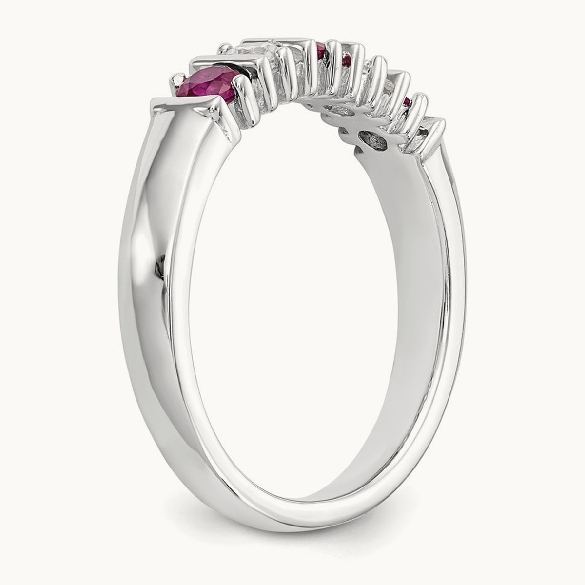 Diamond with Ruby Band — 14K White Gold, 0.2 ct, 7