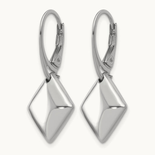 RH-plt Pol. Diamond Shaped Leverback Earrings, Sterling Silver — Leslie's