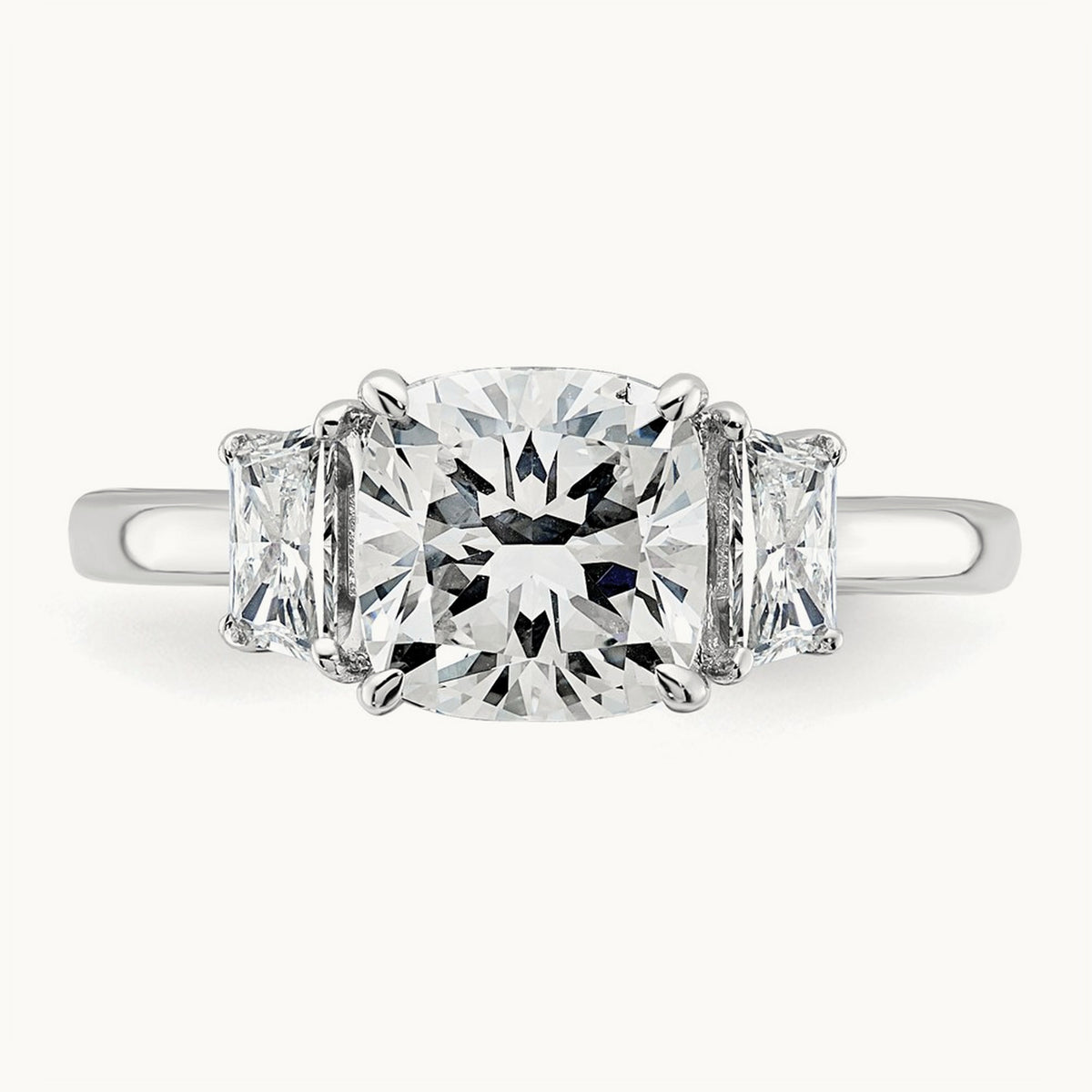 Cushion & 1/2 Moon Engagement Ring, 1.25-3.75 ct tw Lab-Grown Diamond — 2 1/2 ct, 14K White Gold